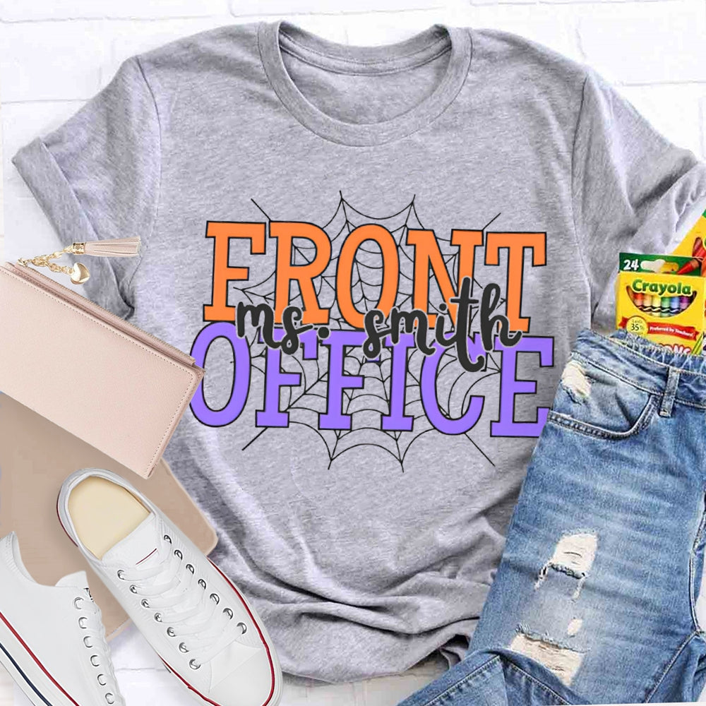 Personalized Name Front Office Spider Web Halloween T-shirt
