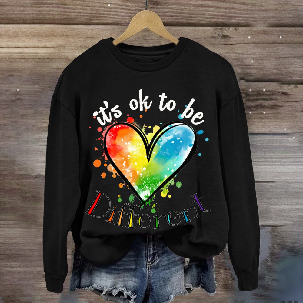 It'S Ok Be Different Colorful Tie-Dye Hearts sweatshirt