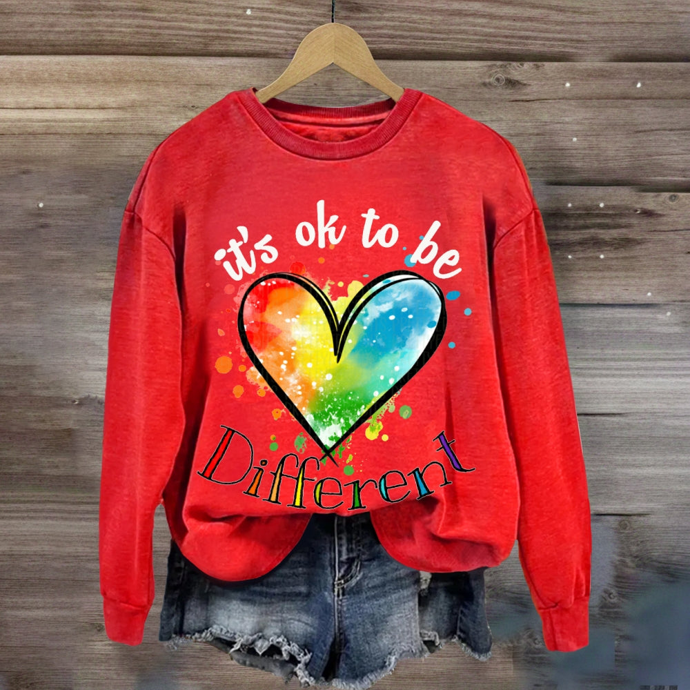 It'S Ok Be Different Colorful Tie-Dye Hearts sweatshirt