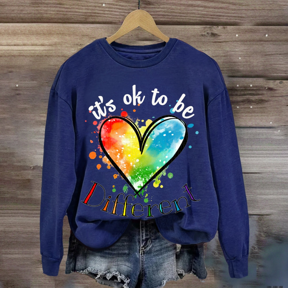 It'S Ok Be Different Colorful Tie-Dye Hearts sweatshirt