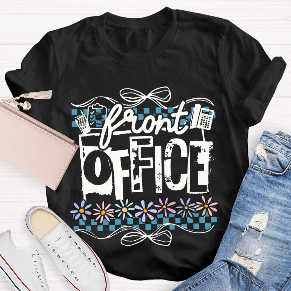 Front Office Bows And Colorful Flowers T-shirt