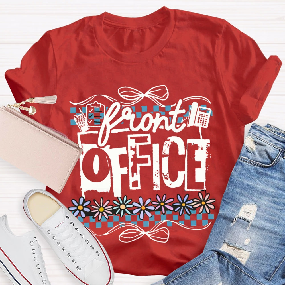 Front Office Bows And Colorful Flowers T-shirt