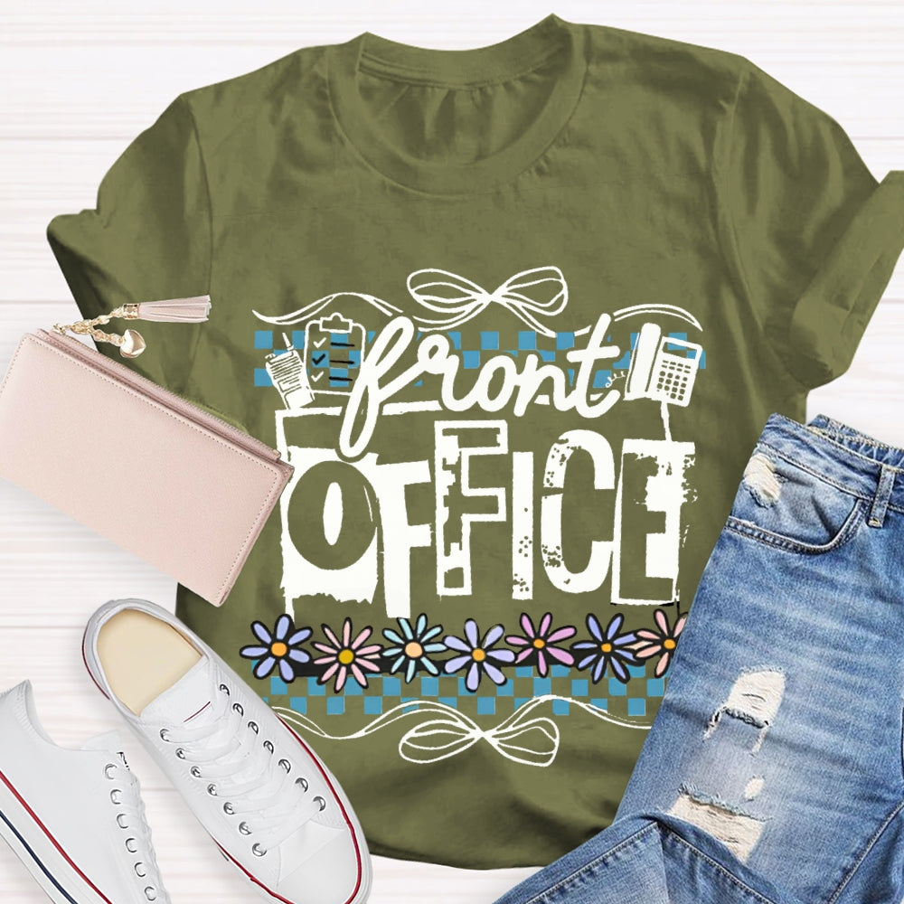 Front Office Bows And Colorful Flowers T-shirt