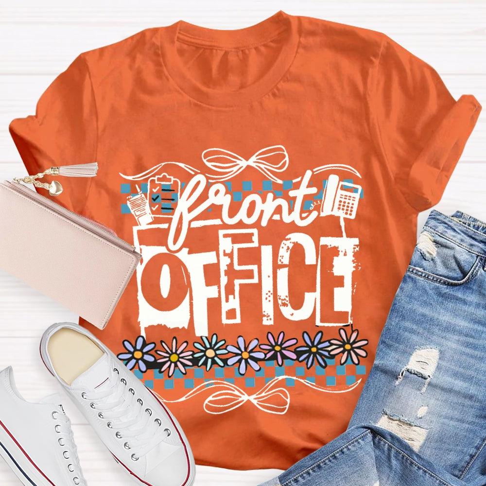 Front Office Bows And Colorful Flowers T-shirt