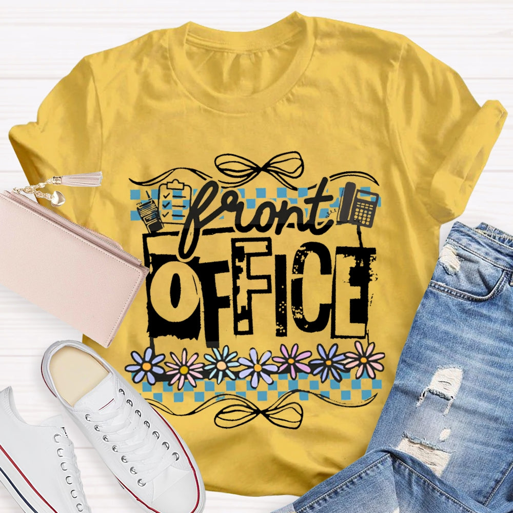 Front Office Bows And Colorful Flowers T-shirt