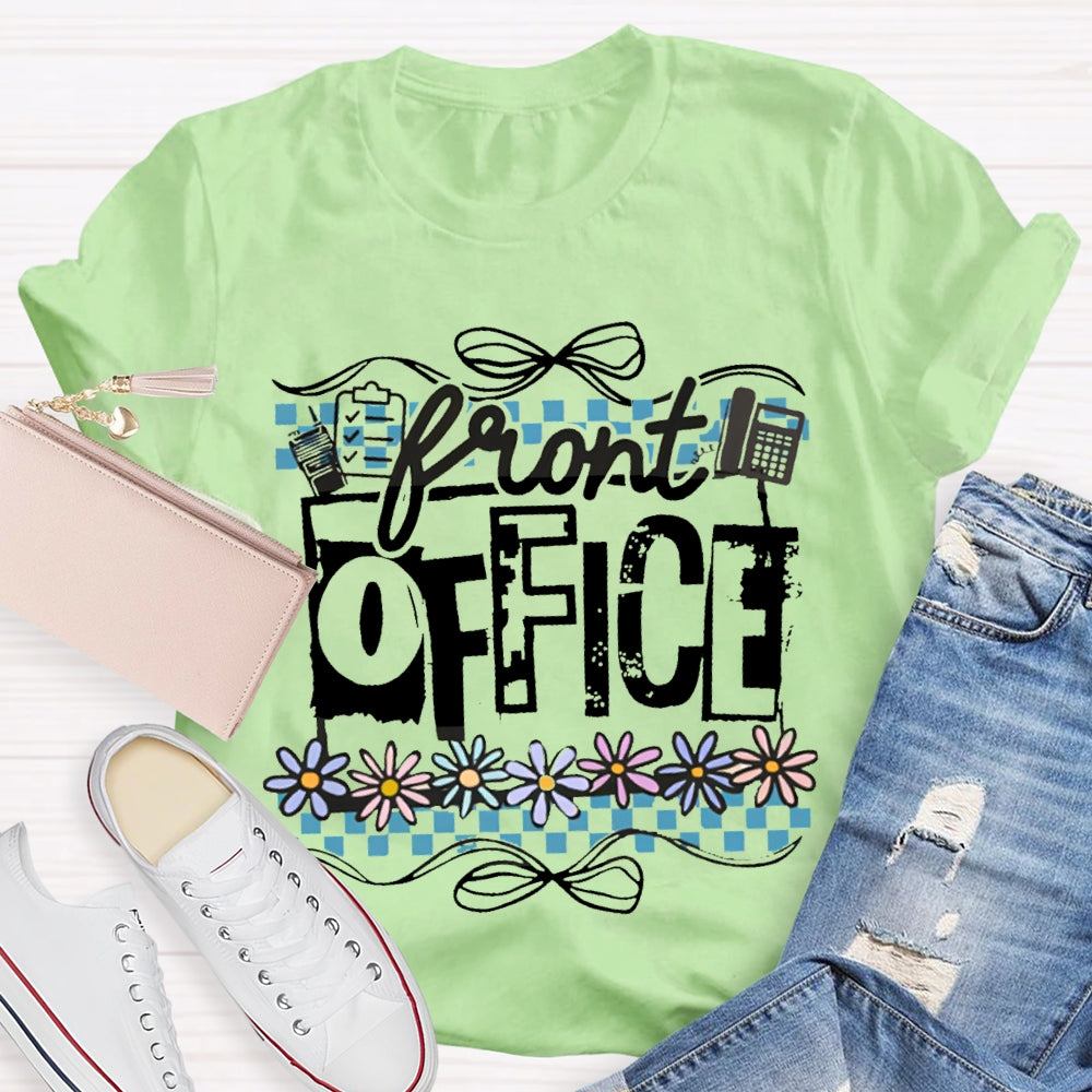Front Office Bows And Colorful Flowers T-shirt