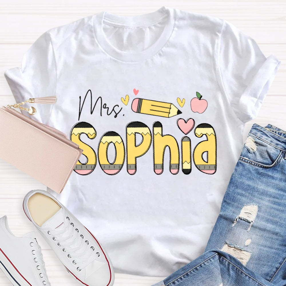 Personalized Name Colorful Fonts And Hearts T-shirt