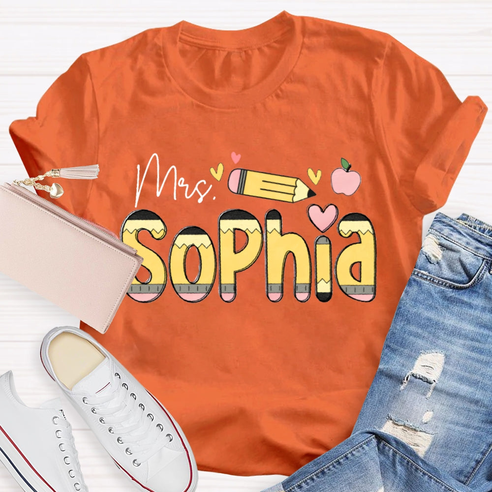 Personalized Name Colorful Fonts And Hearts T-shirt