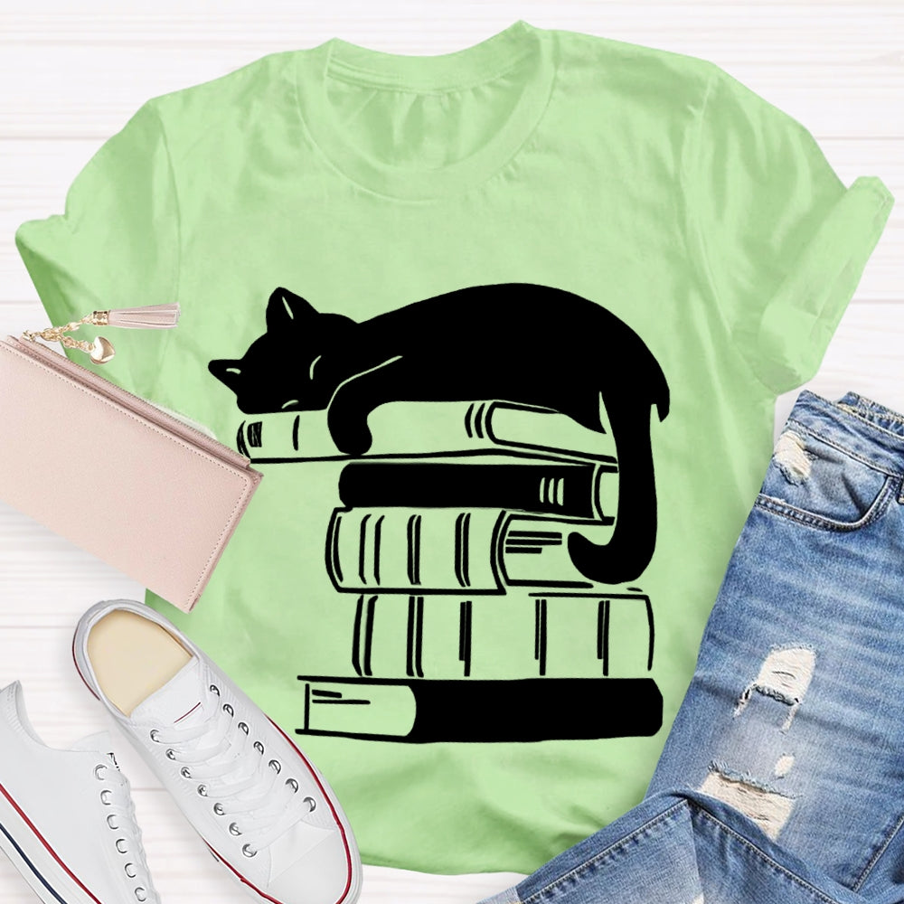 Fall In Love With Reading Kitten Lying On A Book T-shirt