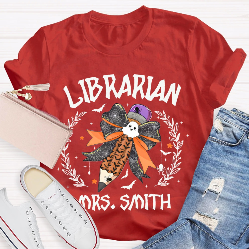 Personalized Name Librarian Halloween Pencils Halloween T-shirt