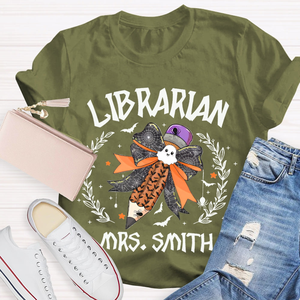 Personalized Name Librarian Halloween Pencils Halloween T-shirt