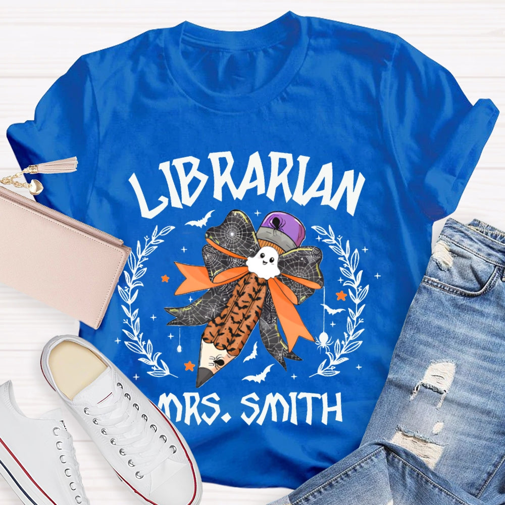 Personalized Name Librarian Halloween Pencils Halloween T-shirt