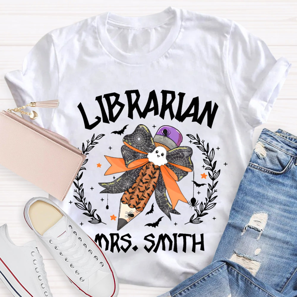 Personalized Name Librarian Halloween Pencils Halloween T-shirt