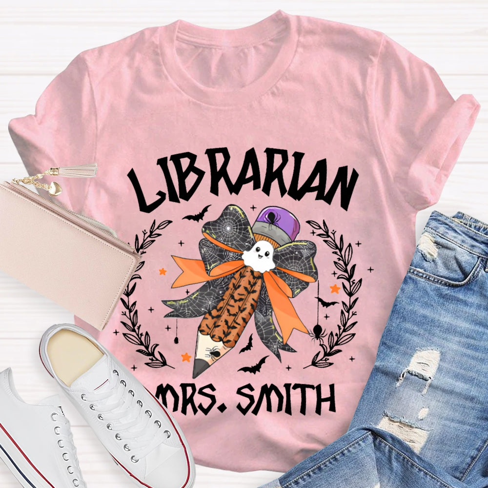 Personalized Name Librarian Halloween Pencils Halloween T-shirt