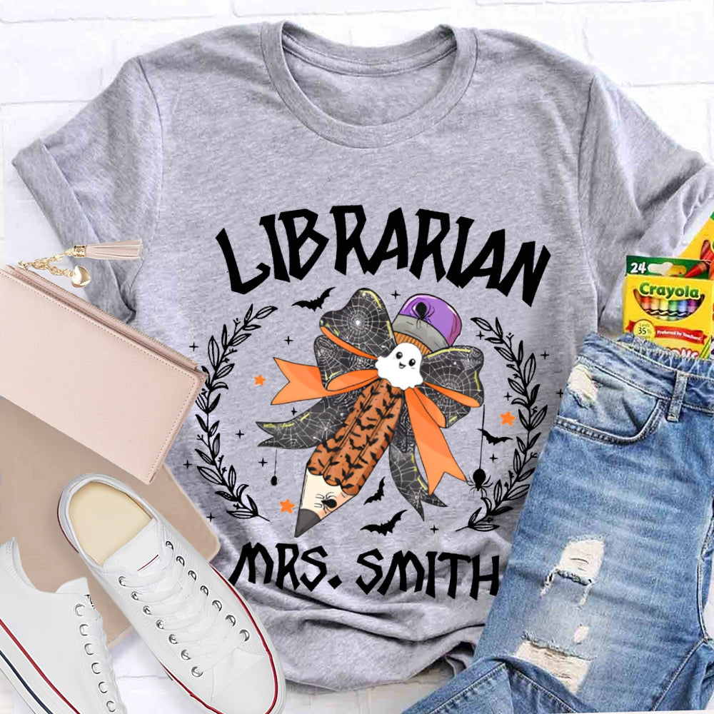 Personalized Name Librarian Halloween Pencils Halloween T-shirt