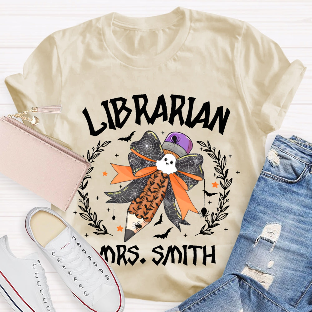 Personalized Name Librarian Halloween Pencils Halloween T-shirt