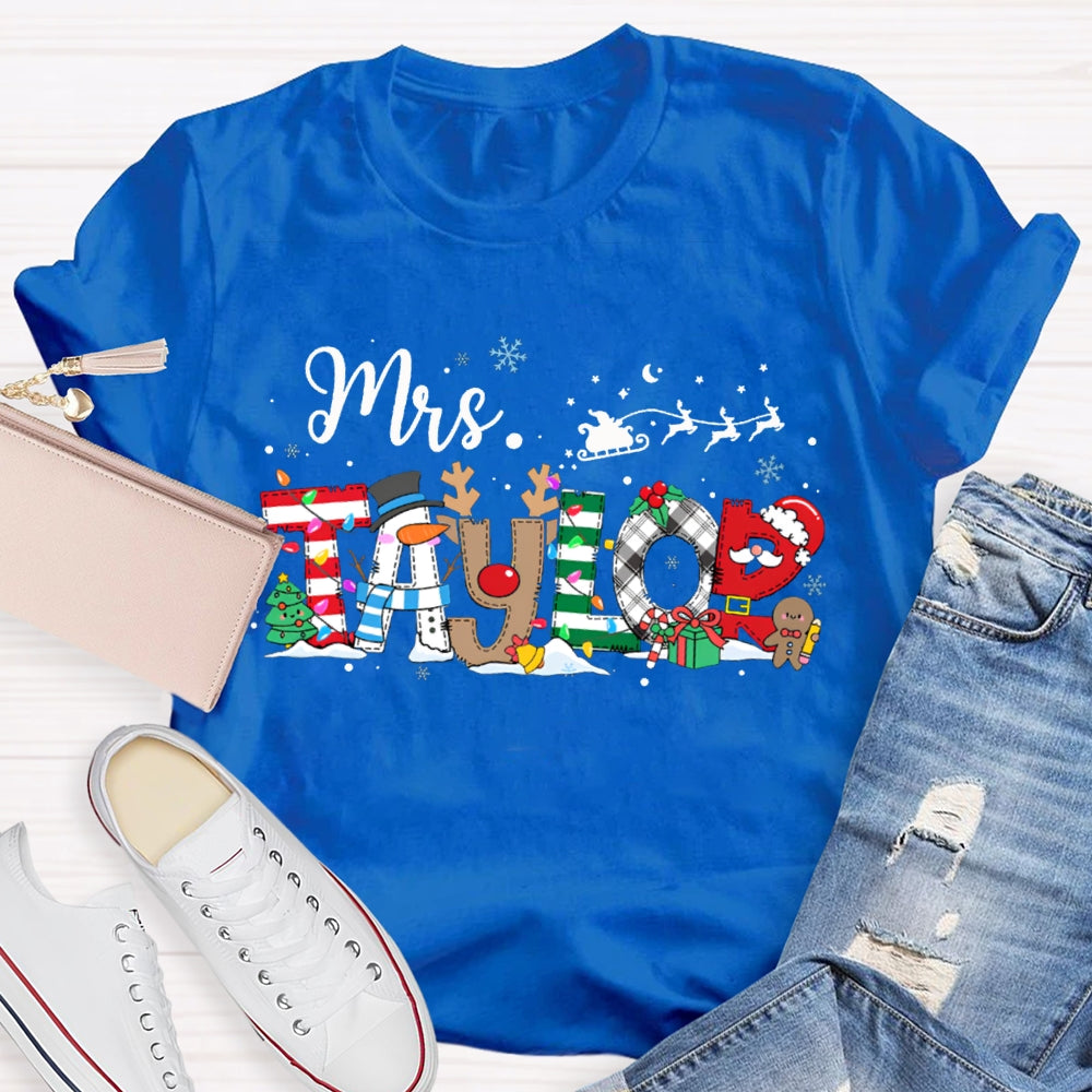 Personalized Name Snowflakes And Christmas Font Christmas T-shirt
