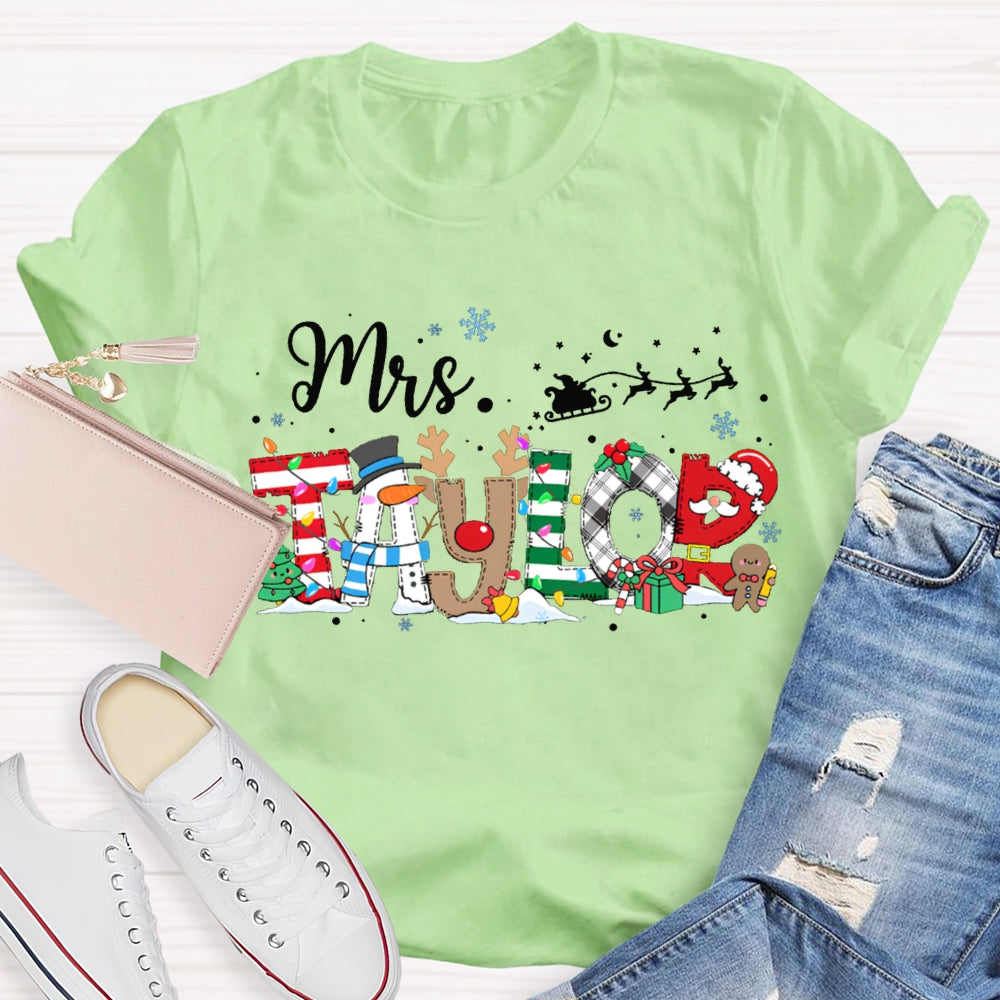 Personalized Name Snowflakes And Christmas Font Christmas T-shirt
