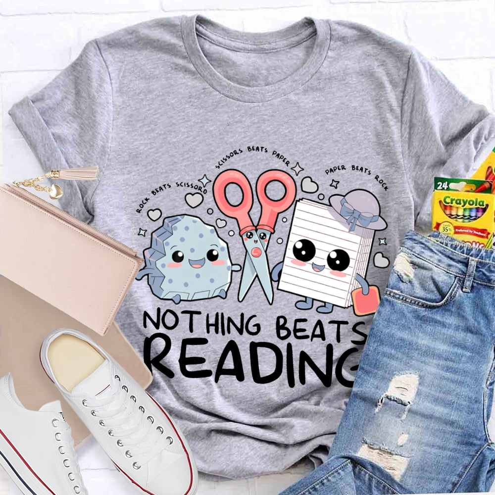 Nothing Beats Reading Rock Paper Scissors T-shirt