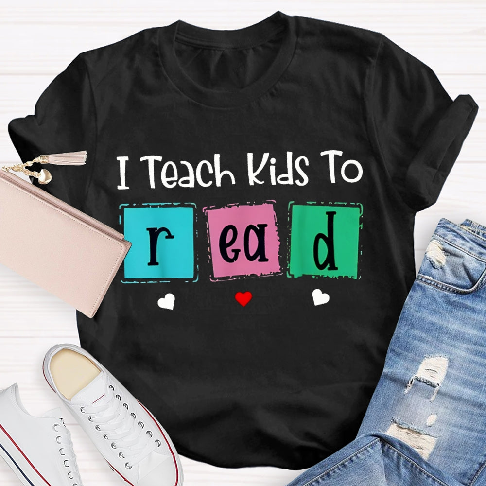 I Teach Kind To Read Colorful Checkered Font T-shirt