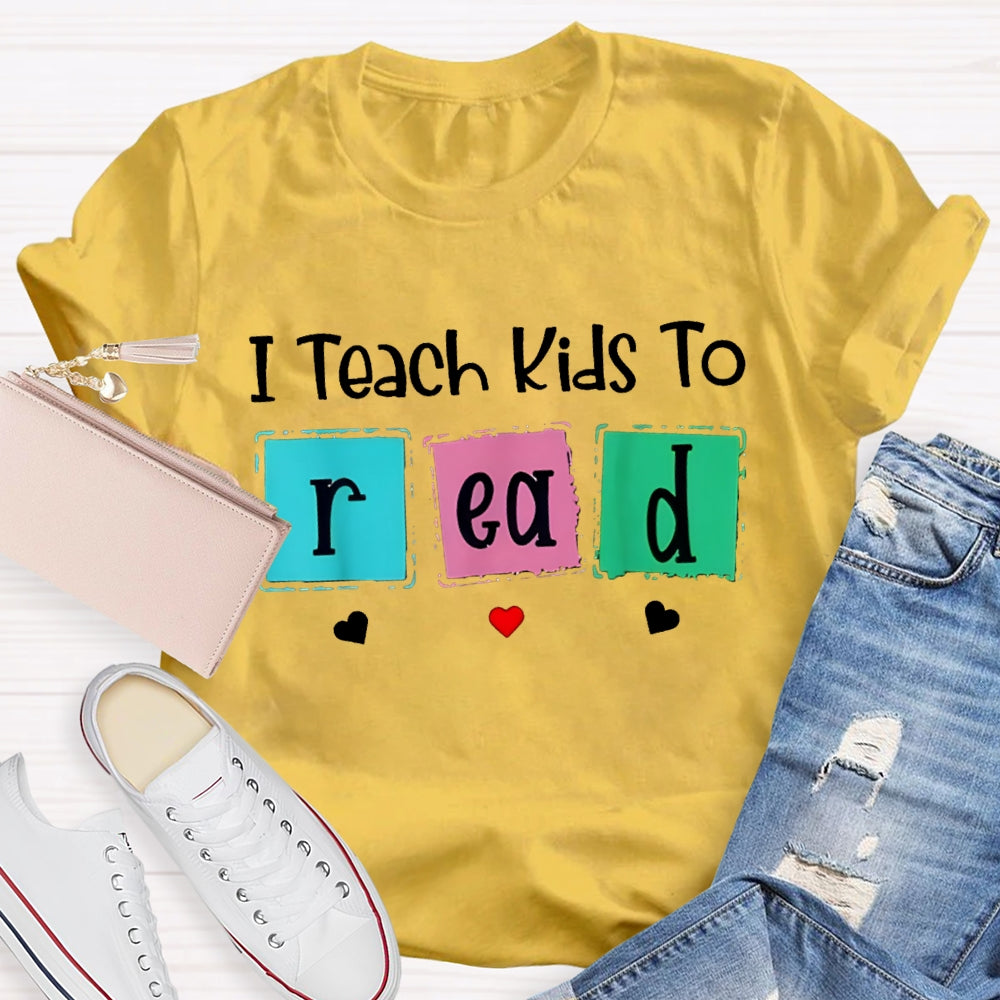 I Teach Kind To Read Colorful Checkered Font T-shirt