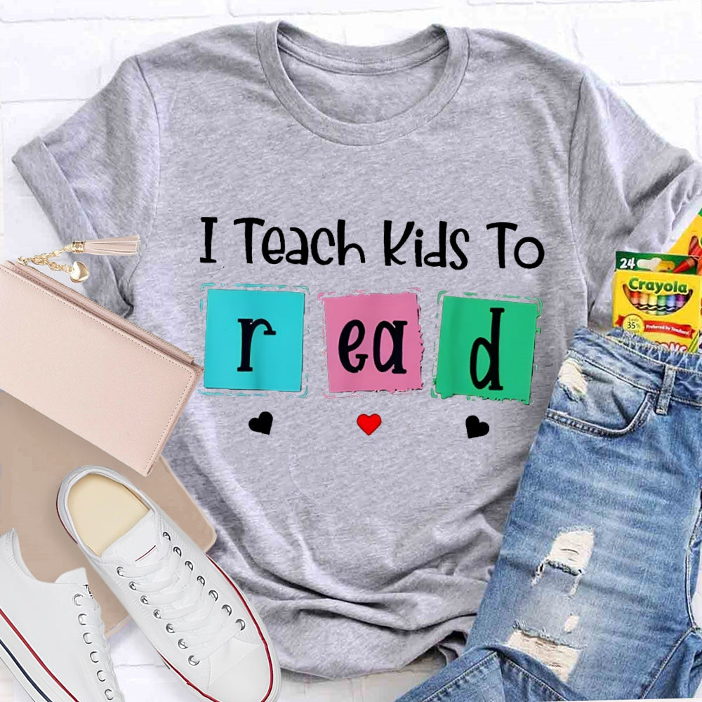 I Teach Kind To Read Colorful Checkered Font T-shirt