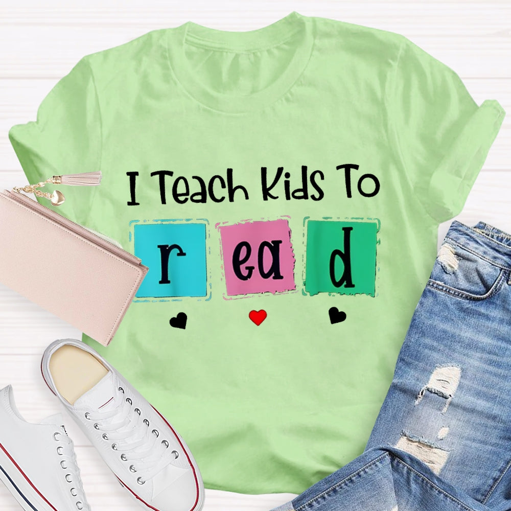 I Teach Kind To Read Colorful Checkered Font T-shirt