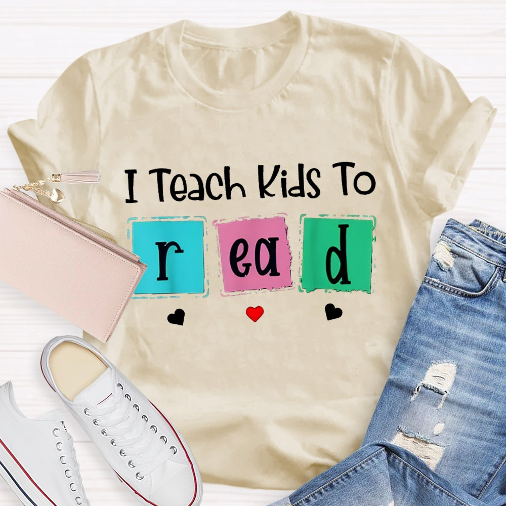 I Teach Kind To Read Colorful Checkered Font T-shirt