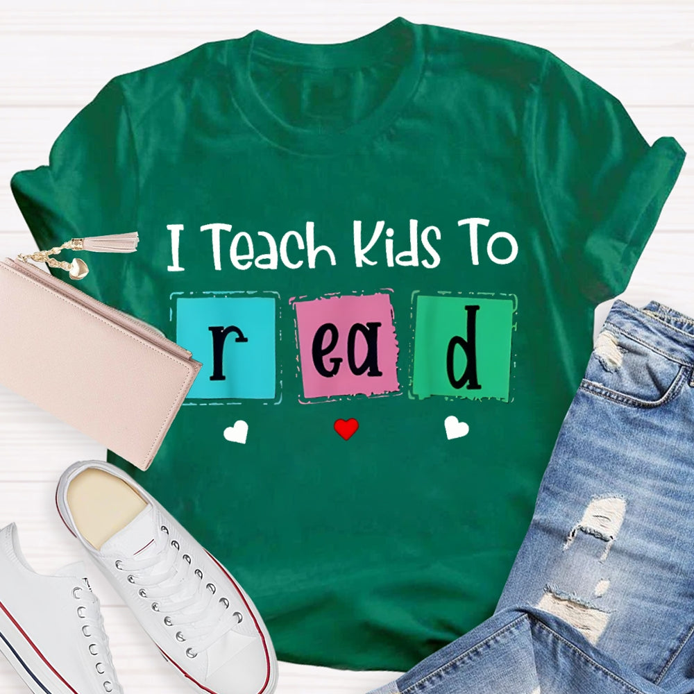 I Teach Kind To Read Colorful Checkered Font T-shirt