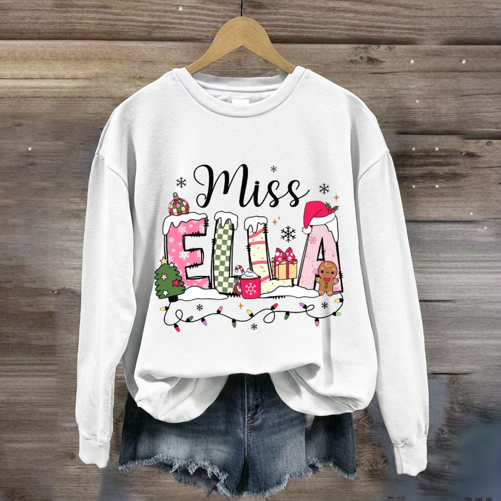 Personalized Name Valentine's Day Miss Ella Teacher Sweatshirt