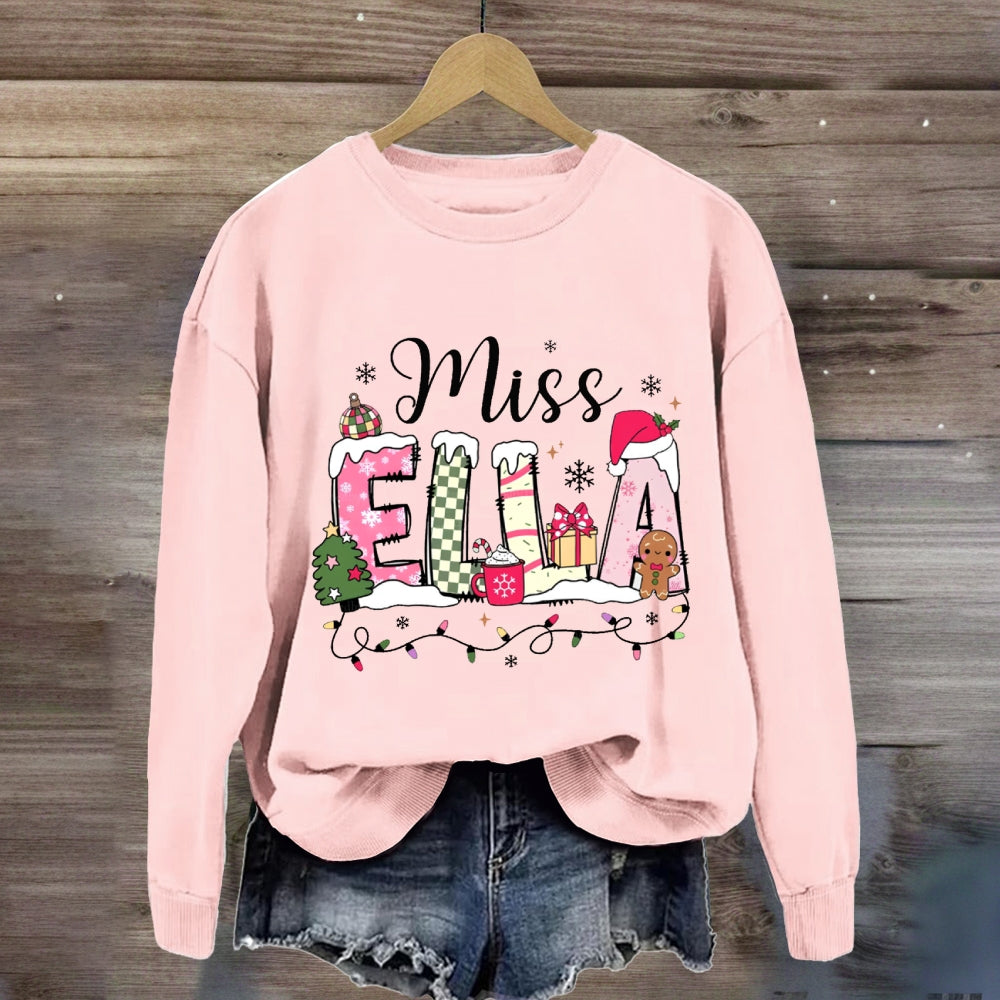 Personalized Name Valentine's Day Miss Ella Teacher Sweatshirt