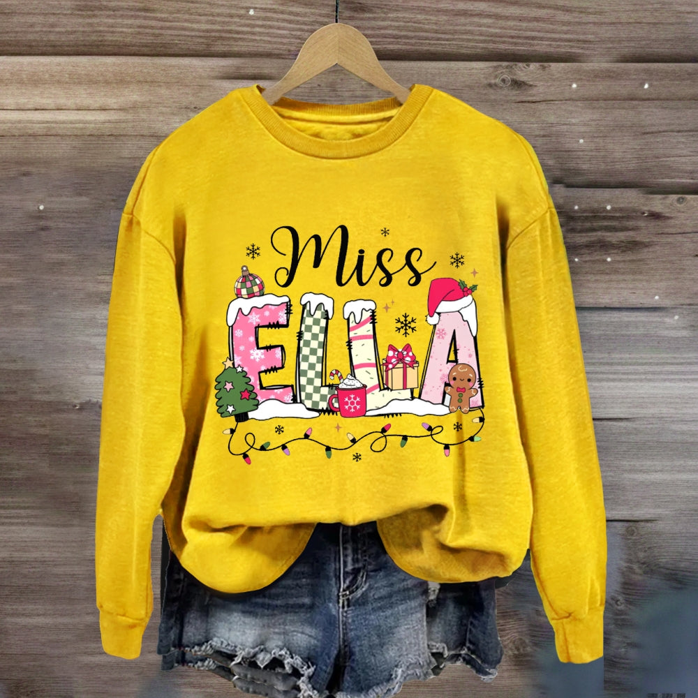 Personalized Name Valentine's Day Miss Ella Teacher Sweatshirt