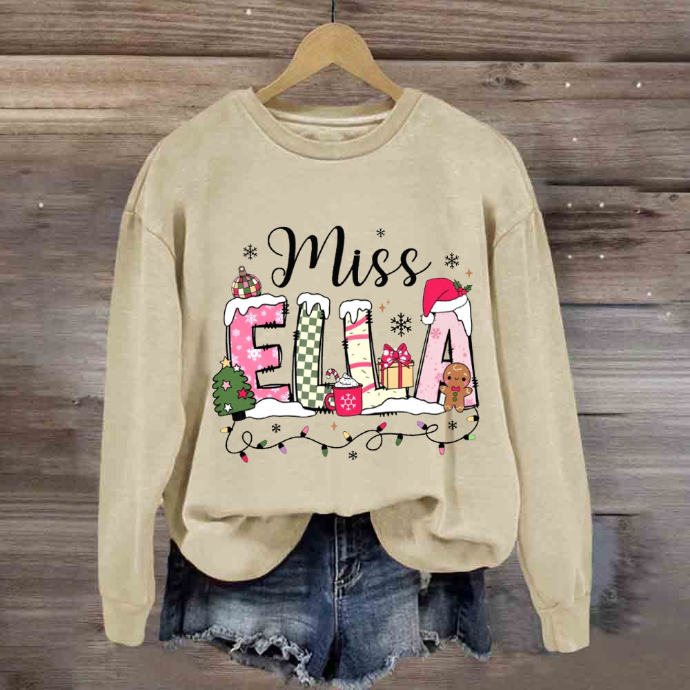 Personalized Name Valentine's Day Miss Ella Teacher Sweatshirt