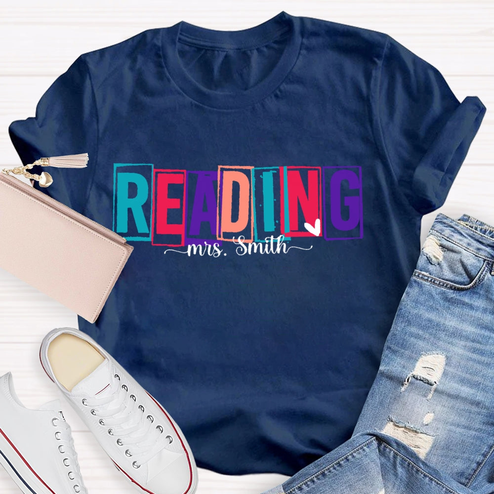 Personalized Name Colored Reading Letters T-shirt
