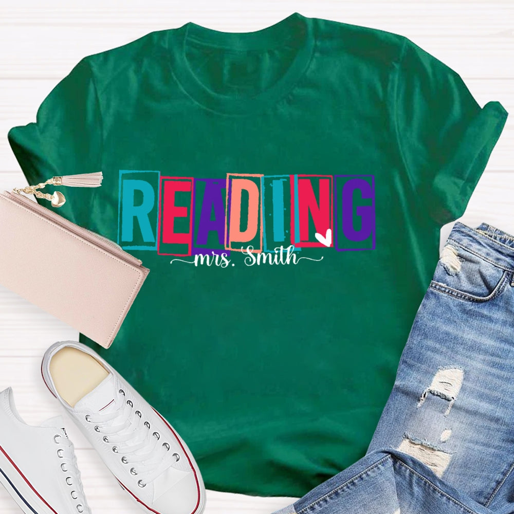 Personalized Name Colored Reading Letters T-shirt