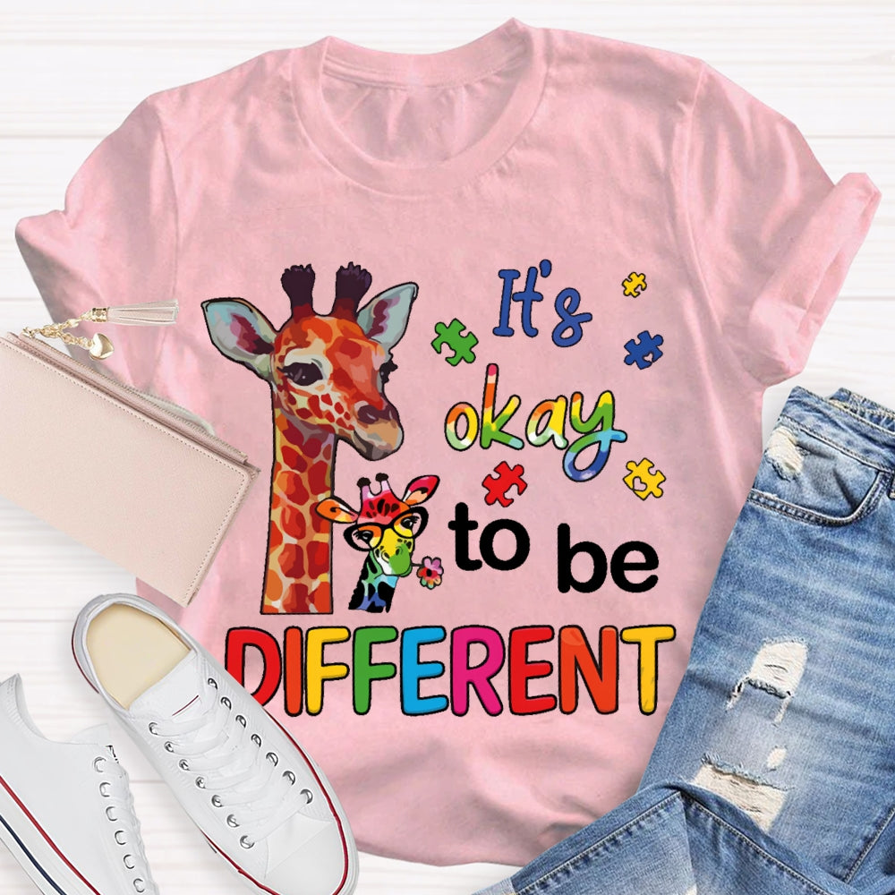 It's Ok To Be Different Autism Awareness  Colorful Giraffe T-shirt
