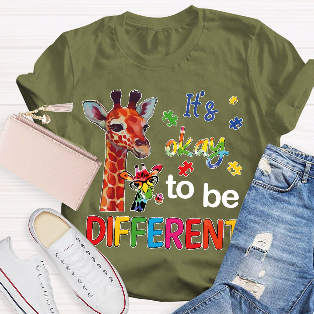 It's Ok To Be Different Autism Awareness  Colorful Giraffe T-shirt