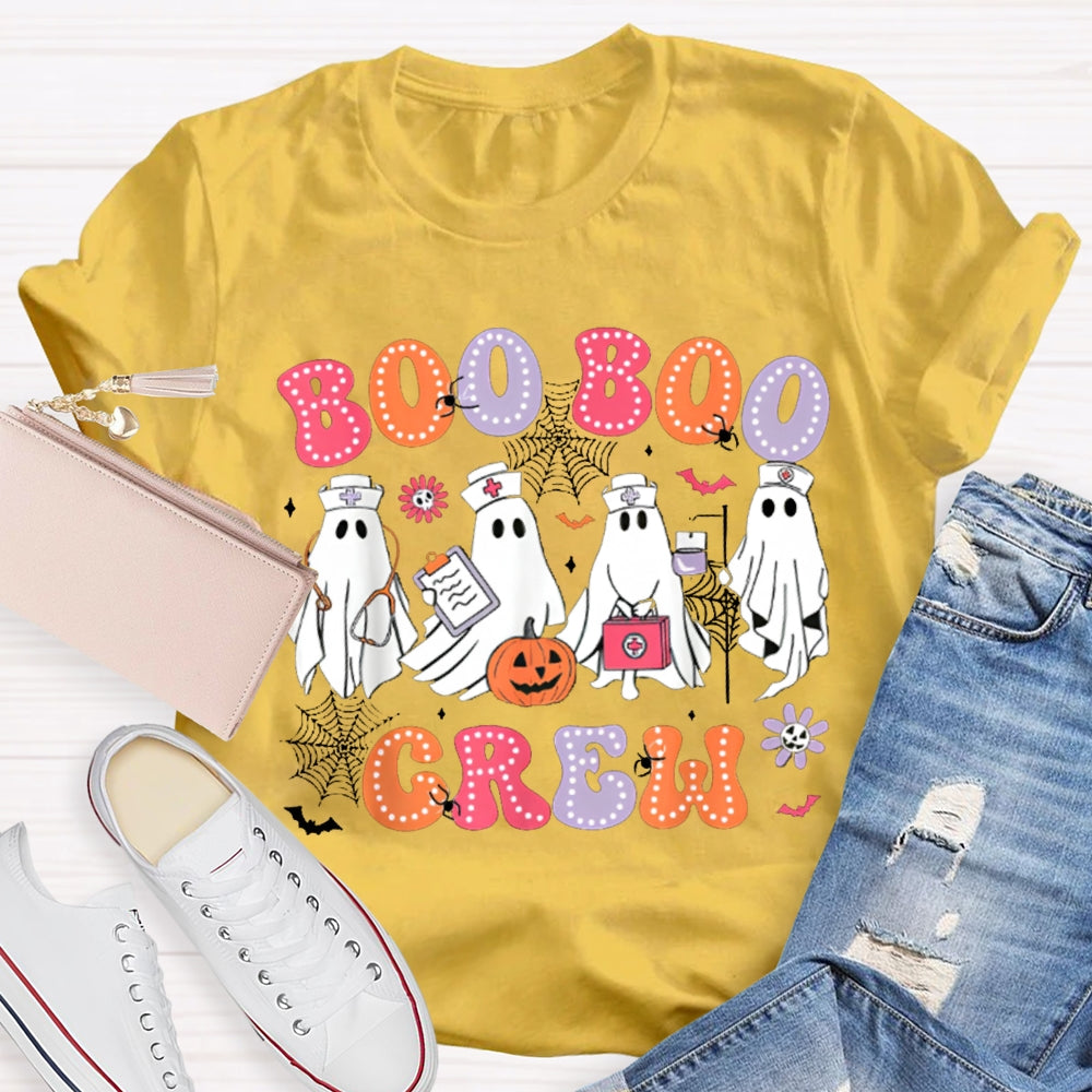 School Nurse Boo Crew Colorful Fonts And Nurse Ghost T-shirt