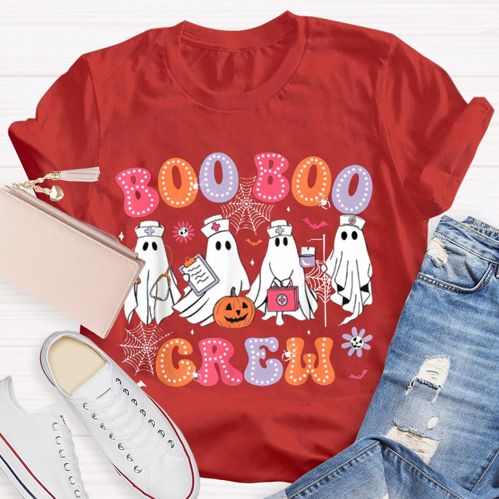 School Nurse Boo Crew Colorful Fonts And Nurse Ghost T-shirt