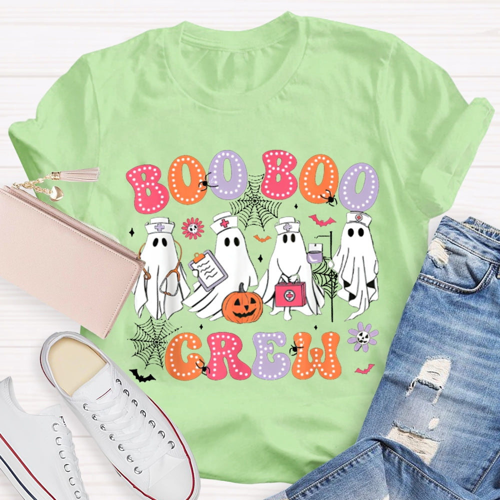 School Nurse Boo Crew Colorful Fonts And Nurse Ghost T-shirt