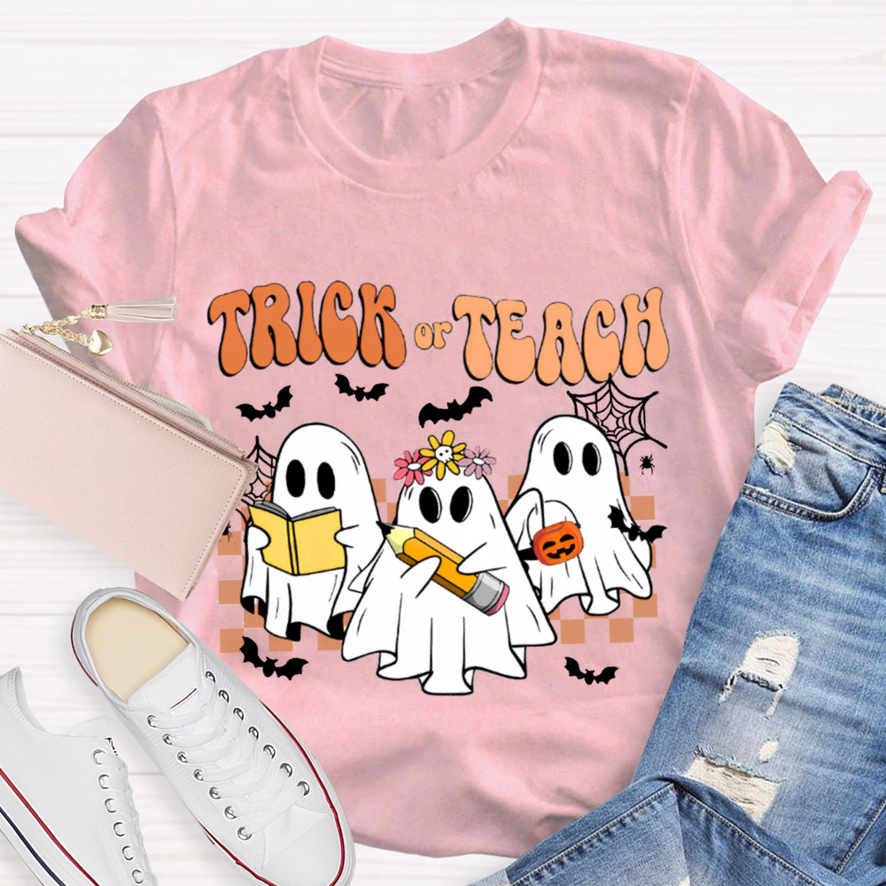 Trick Or Teach Bats And Cute Ghosts For Halloween T-shirt