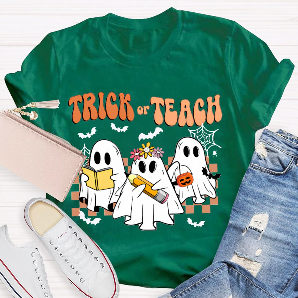 Trick Or Teach Bats And Cute Ghosts For Halloween T-shirt