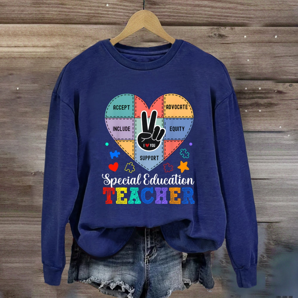 Special Education Teacher Support Love With Heart sweatshirt