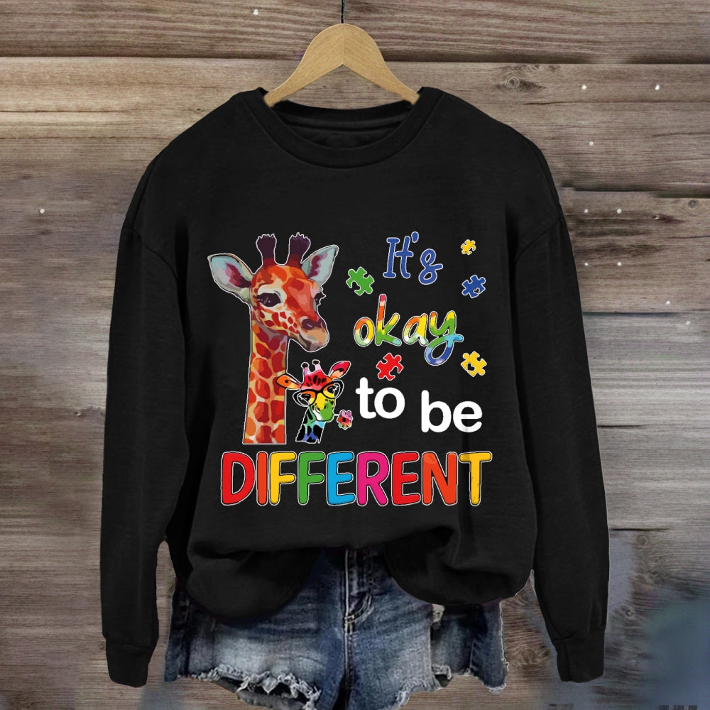 It's Ok To Be Different Autism Awareness Colorful Giraffe Sweatshirt