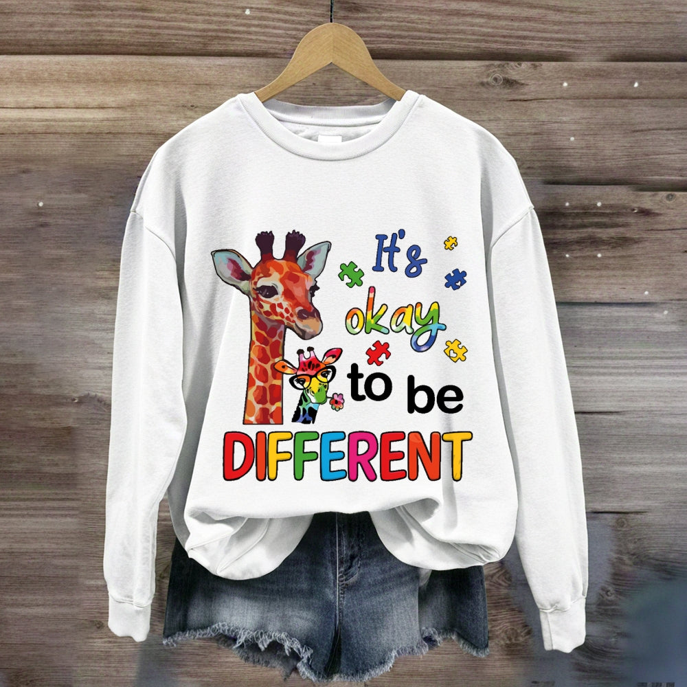 It's Ok To Be Different Autism Awareness Colorful Giraffe Sweatshirt