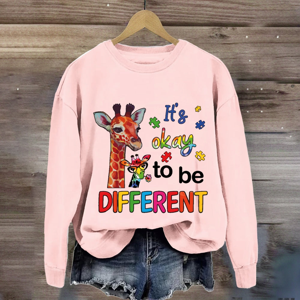 It's Ok To Be Different Autism Awareness Colorful Giraffe Sweatshirt