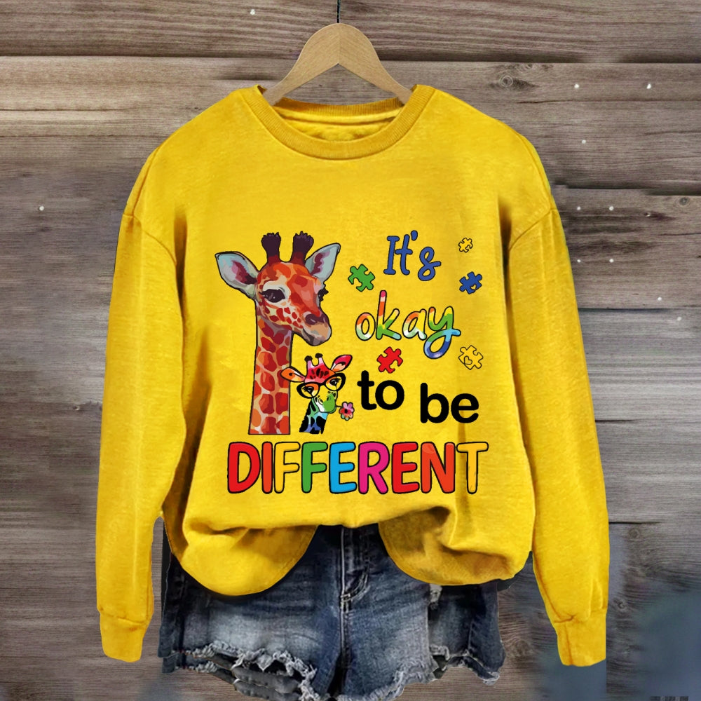 It's Ok To Be Different Autism Awareness Colorful Giraffe Sweatshirt