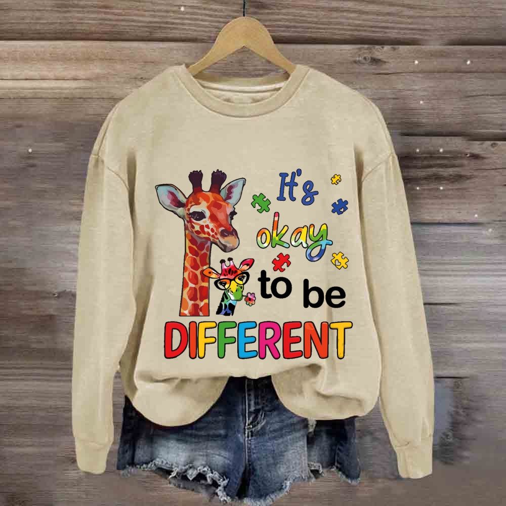 It's Ok To Be Different Autism Awareness Colorful Giraffe Sweatshirt