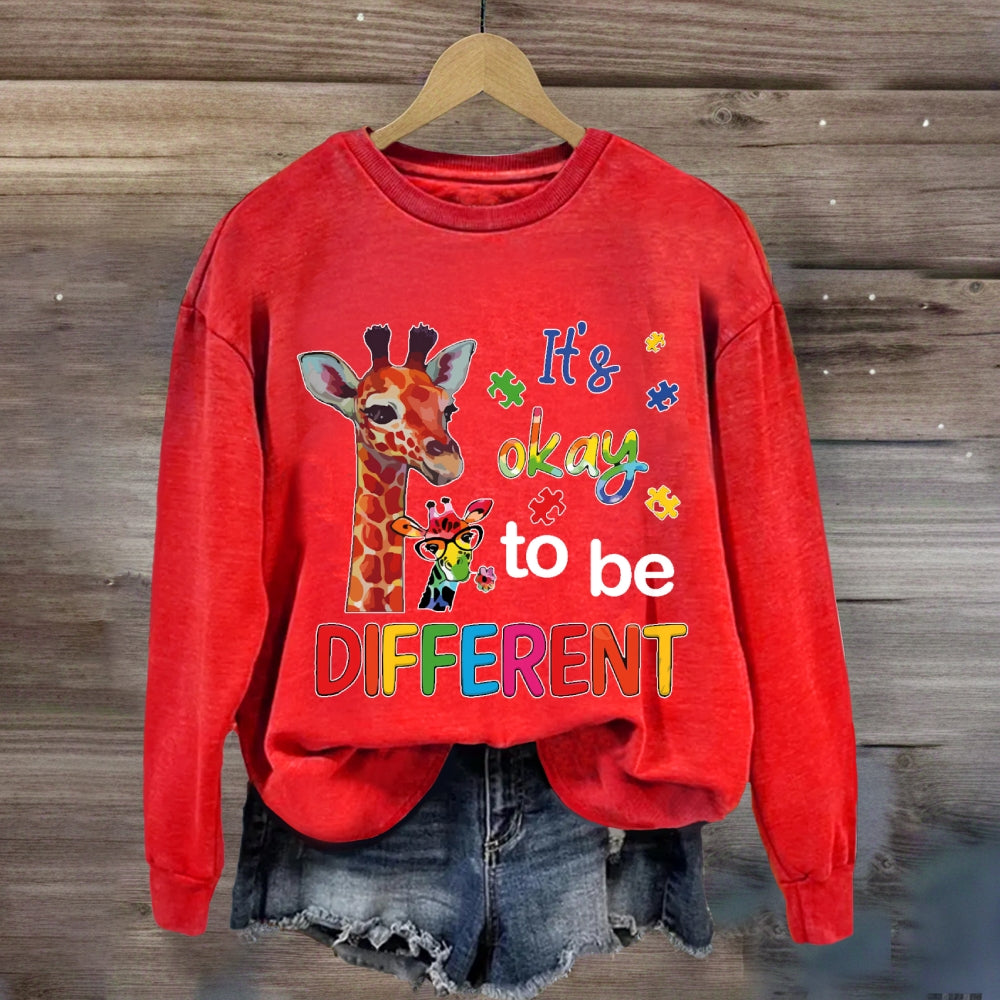 It's Ok To Be Different Autism Awareness Colorful Giraffe Sweatshirt