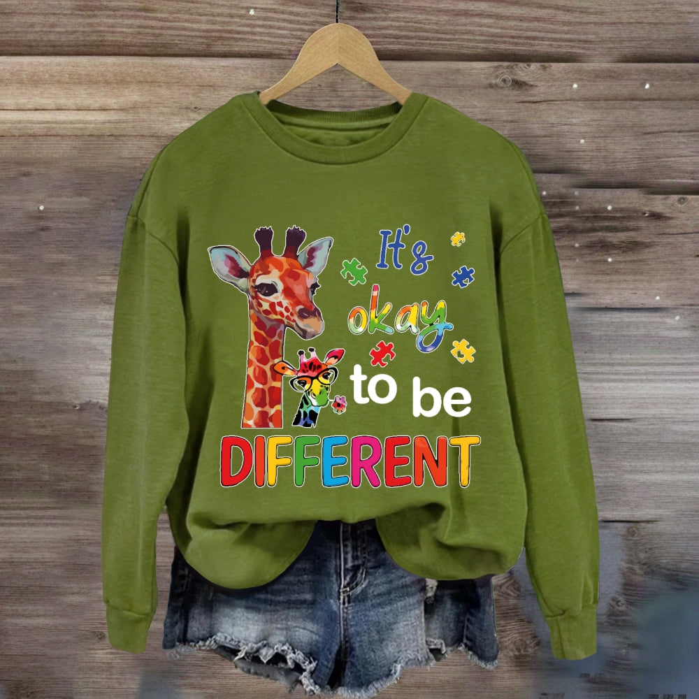 It's Ok To Be Different Autism Awareness Colorful Giraffe Sweatshirt
